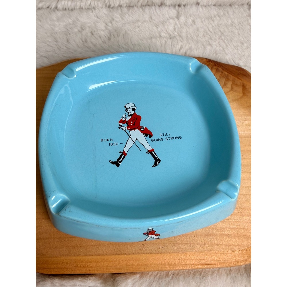 Vintage Johnnie Walker Red Label Ashtray Wade PDM England TEAL Ceramic Square